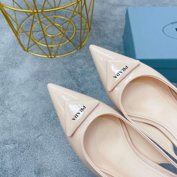 Prada Patent Sling-Back Pumps Beige For Women 3.5in/90mm PRD