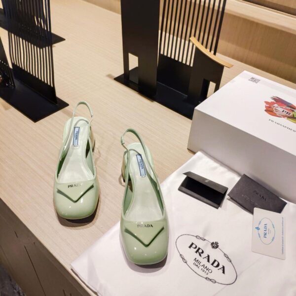 Prada Patent Sling-Back Pumps Light Green For Women 1.8in/45mm PRD