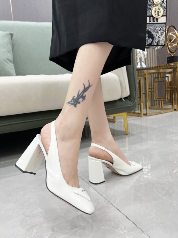 Prada Patent Sling-Back Pumps White For Women 3.5in/90mm PRD 