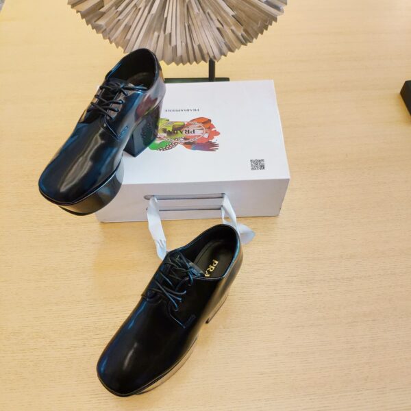 Prada Platform Lace-Ups Shoes Black For Women 2.75in/70mm PRD