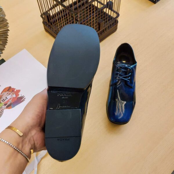 Prada Platform Lace-Ups Shoes Blue For Women 2.75in/70mm PRD