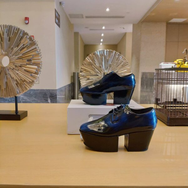 Prada Platform Lace-Ups Shoes Blue For Women 2.75in/70mm PRD