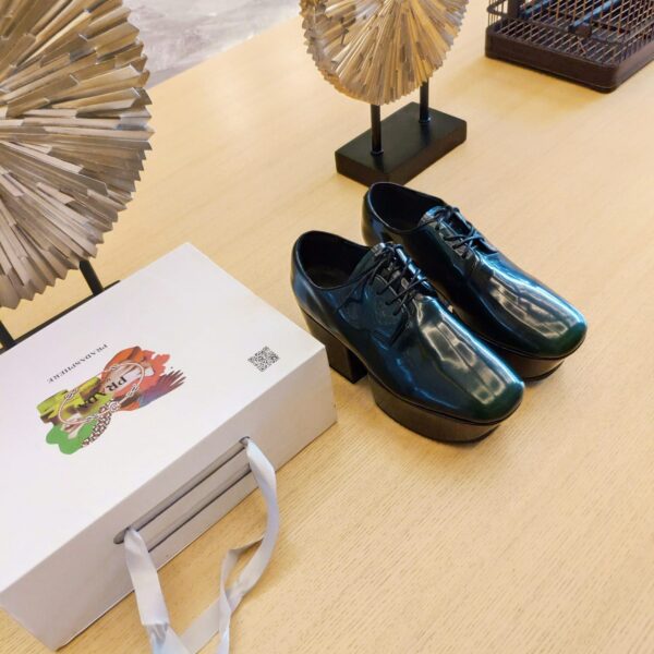 Prada Platform Lace-Ups Shoes Blue For Women 2.75in/70mm PRD