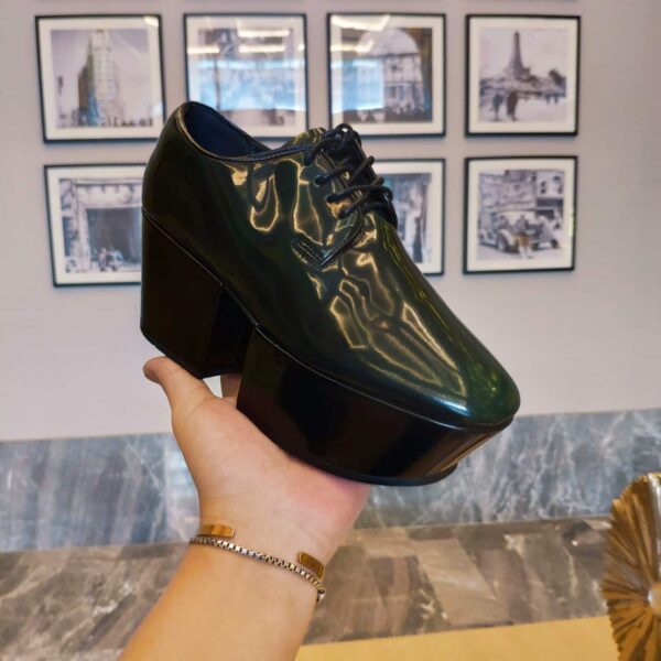 Prada Platform Lace-Ups Shoes Green For Women 2.75in/70mm PRD