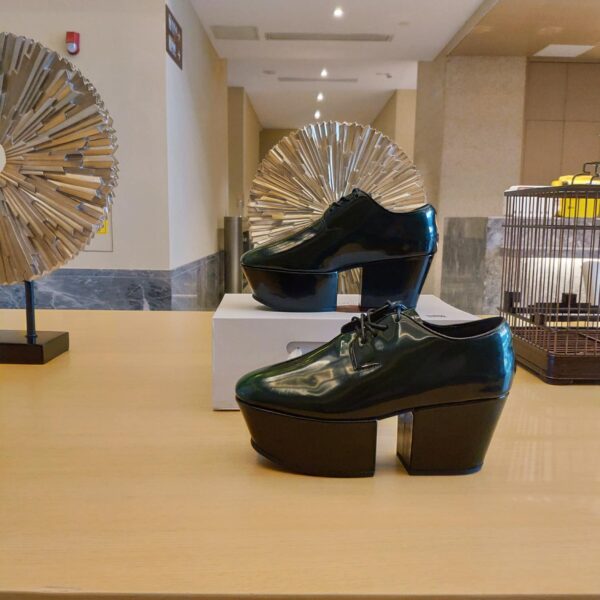 Prada Platform Lace-Ups Shoes Green For Women 2.75in/70mm PRD