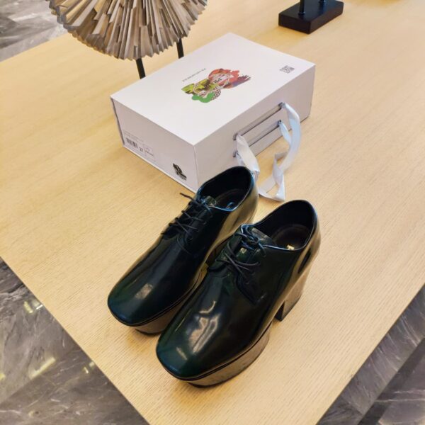 Prada Platform Lace-Ups Shoes Green For Women 2.75in/70mm PRD