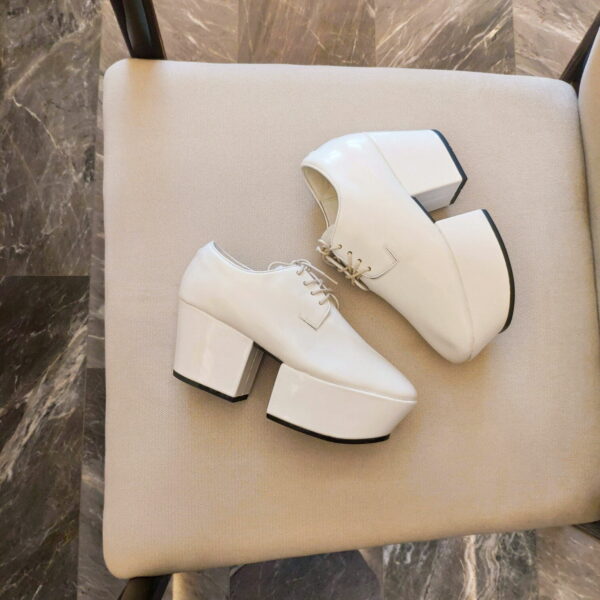 Prada Platform Lace-Ups Shoes White For Women 2.75in/70mm PRD