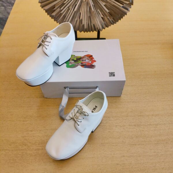 Prada Platform Lace-Ups Shoes White For Women 2.75in/70mm PRD