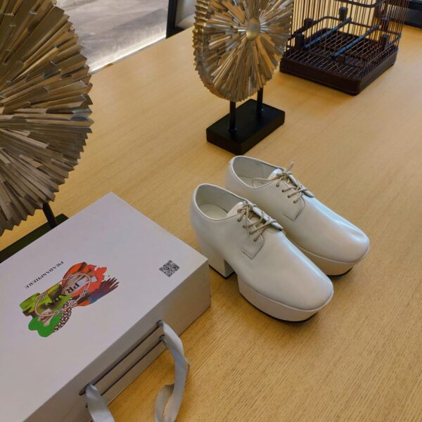 Prada Platform Lace-Ups Shoes White For Women 2.75in/70mm PRD
