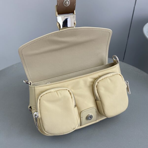 Prada Pocket Nylon And Brushed Bag Beige For Women, Women's Bags 9in/23cm 1BD295_789_F0F24_V_BFO