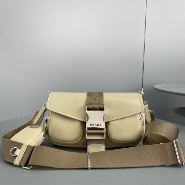 Prada Pocket Nylon And Brushed Bag Beige For Women, Women's Bags 9in/23cm 1BD295_789_F0F24_V_BFO