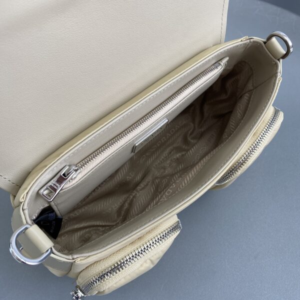 Prada Pocket Nylon And Brushed Bag Beige For Women, Women's Bags 9in/23cm 1BD295_789_F0F24_V_BFO