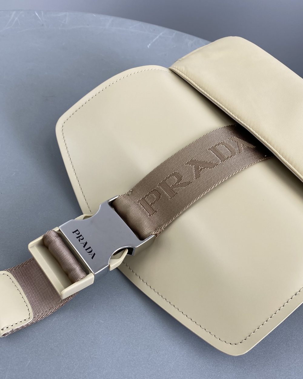 Prada Pocket Nylon And Brushed Bag Beige For Women, Women's Bags 9in/23cm 1BD295_789_F0F24_V_BFO