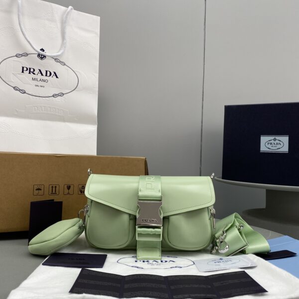 Prada Pocket Nylon And Brushed Bag Beige For Women, Women's Bags 9in/23cm 1BD295_789_F0F24_V_BFO