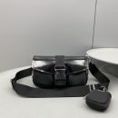 Prada Pocket Nylon And Brushed Bag Black For Women, Women's Bags 9in/23cm 1BD295_789_F0002_V_BFO