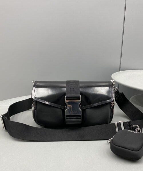 Prada Pocket Nylon And Brushed Bag Black For Women, Women's Bags 9in/23cm 1BD295_789_F0002_V_BFO