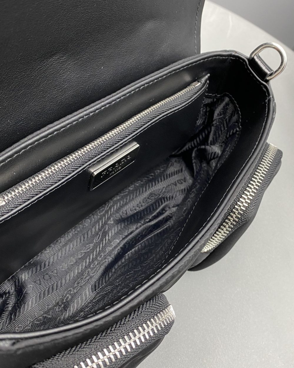 Prada Pocket Nylon And Brushed Bag Black For Women, Women's Bags 9in/23cm 1BD295_789_F0002_V_BFO