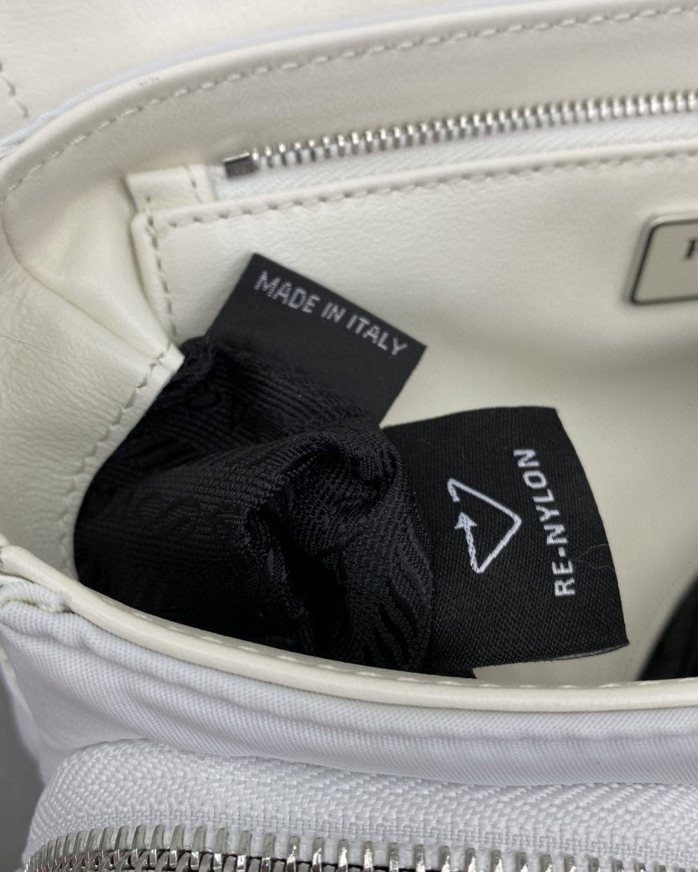 Prada Pocket Nylon And Brushed Bag White For Women, Women's Bags 9in/23cm 1BD295_789_F0009_V_BFO