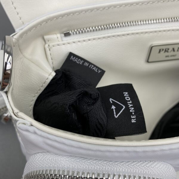 Prada Pocket Nylon And Brushed Bag White For Women, Women's Bags 9in/23cm 1BD295_789_F0009_V_BFO