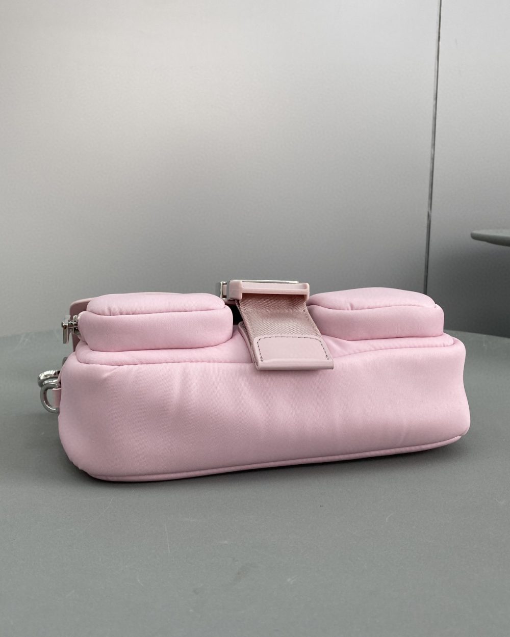 Prada Pocket Nylon And Brushed Bag White For Women, Women's Bags 9in/23cm 1BD295_789_F0009_V_BFO