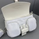 Prada Pocket Nylon And Brushed Bag White For Women, Women's Bags 9in/23cm 1BD295_789_F0009_V_BFO