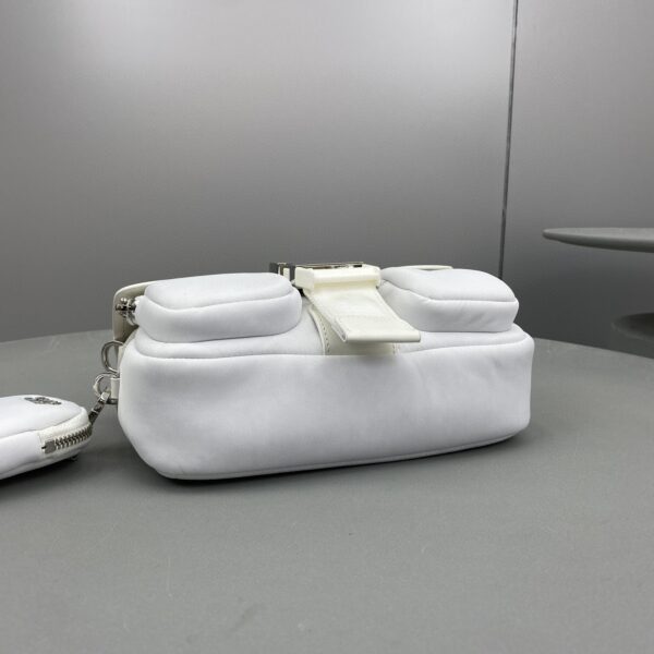 Prada Pocket Nylon And Brushed Bag White For Women, Women's Bags 9in/23cm 1BD295_789_F0009_V_BFO