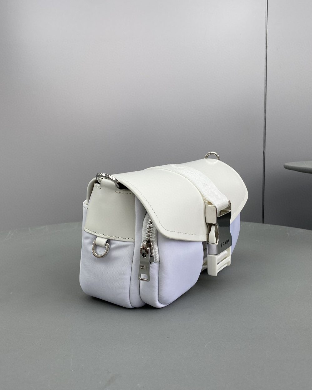 Prada Pocket Nylon And Brushed Bag White For Women, Women's Bags 9in/23cm 1BD295_789_F0009_V_BFO