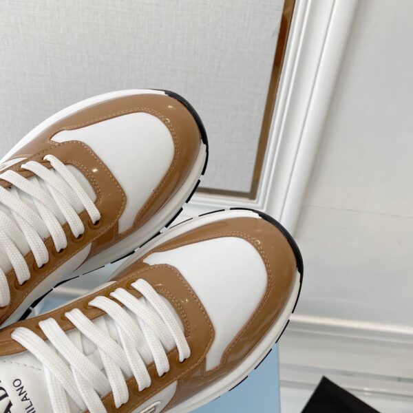 Prada Prax 01 Re-Nylon And Brushed Sneakers Brown And White For Women 1.8in/45mm PRD 