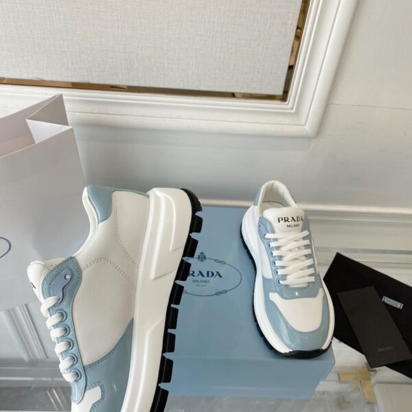 Prada Prax 01 Re-Nylon And Brushed Sneakers White And Blue For Women 1.8in/45mm PRD 