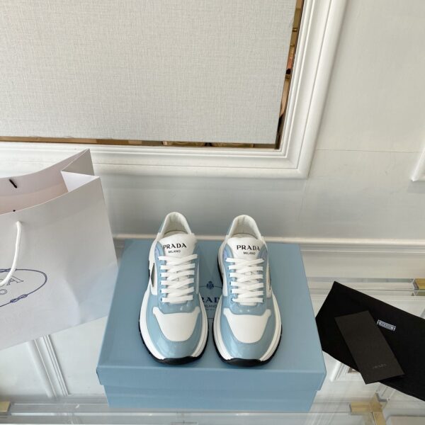 Prada Prax 01 Re-Nylon And Brushed Sneakers White And Blue For Women 1.8in/45mm PRD 