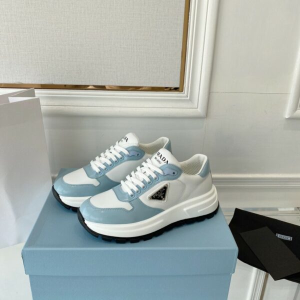 Prada Prax 01 Re-Nylon And Brushed Sneakers White And Blue For Women 1.8in/45mm PRD 