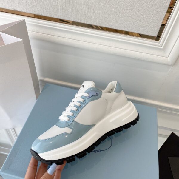 Prada Prax 01 Re-Nylon And Brushed Sneakers White And Blue For Women 1.8in/45mm PRD 