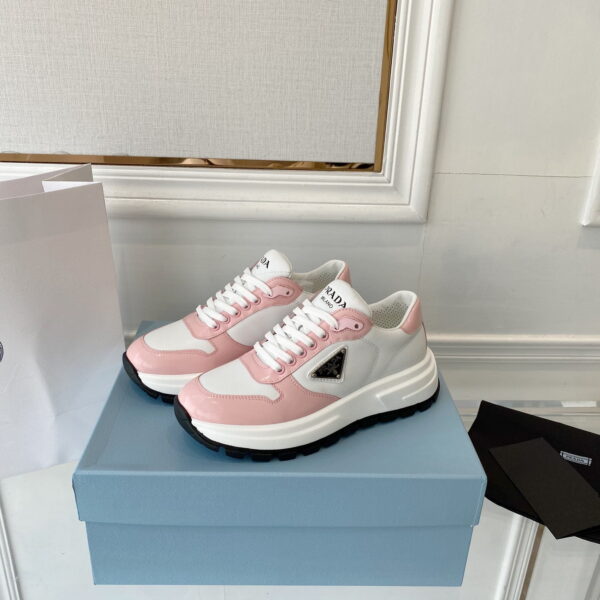 Prada Prax 01 Re-Nylon And Brushed Sneakers White And Pink For Women 1.8in/45mm PRD 