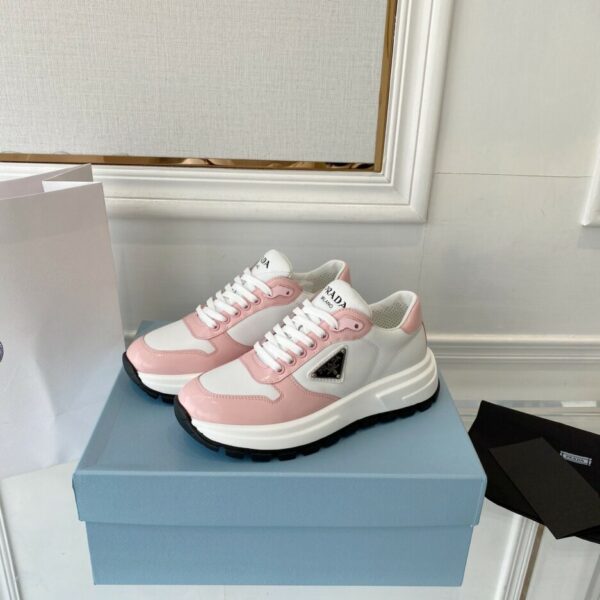 Prada Prax 01 Re-Nylon And Brushed Sneakers White And Pink For Women 1.8in/45mm PRD 