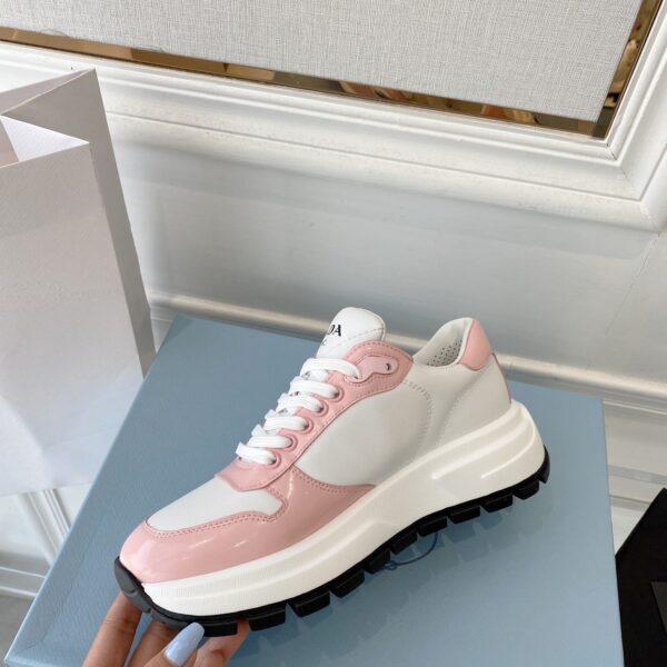 Prada Prax 01 Re-Nylon And Brushed Sneakers White And Pink For Women 1.8in/45mm PRD 