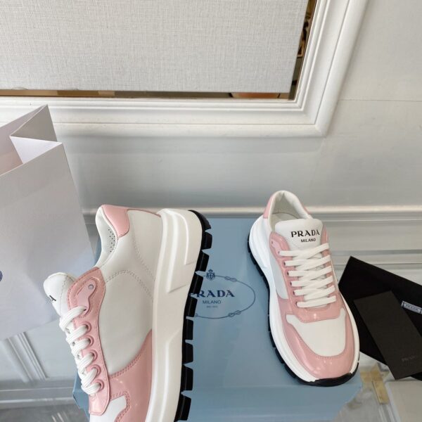 Prada Prax 01 Re-Nylon And Brushed Sneakers White And Pink For Women 1.8in/45mm PRD 