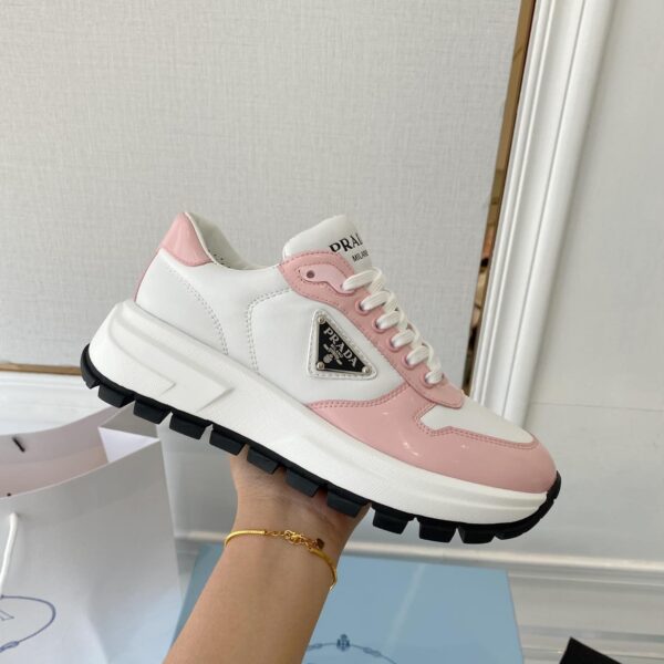 Prada Prax 01 Re-Nylon And Brushed Sneakers White And Pink For Women 1.8in/45mm PRD 