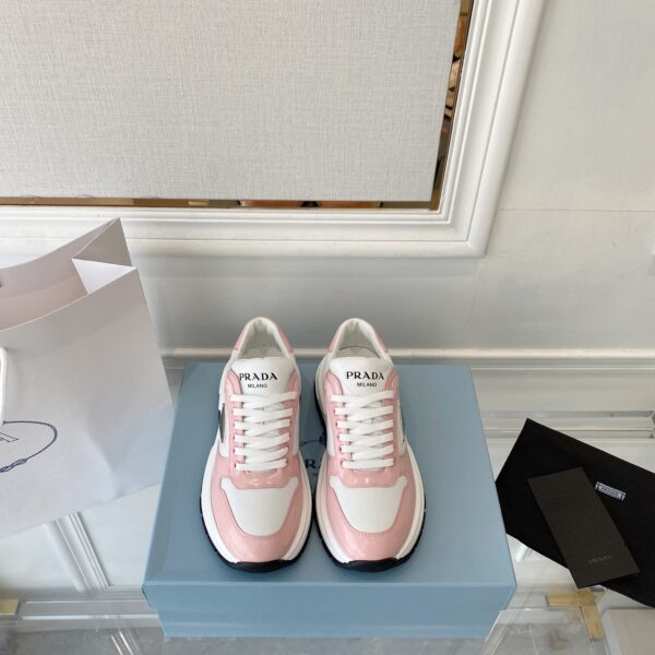 Prada Prax 01 Re-Nylon And Brushed Sneakers White And Pink For Women 1.8in/45mm PRD 