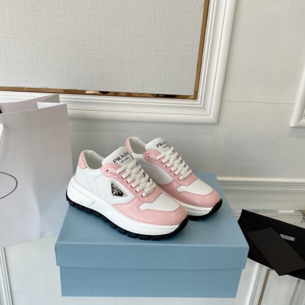 Prada Prax 01 Re-Nylon And Brushed Sneakers White And Pink For Women 1.8in/45mm PRD 