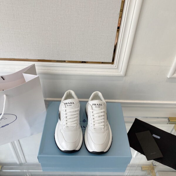 Prada Prax 01 Re-Nylon And Brushed Sneakers White For Women 1.8in/45mm PRD 2EE369_3LF5_F0009_F_G000