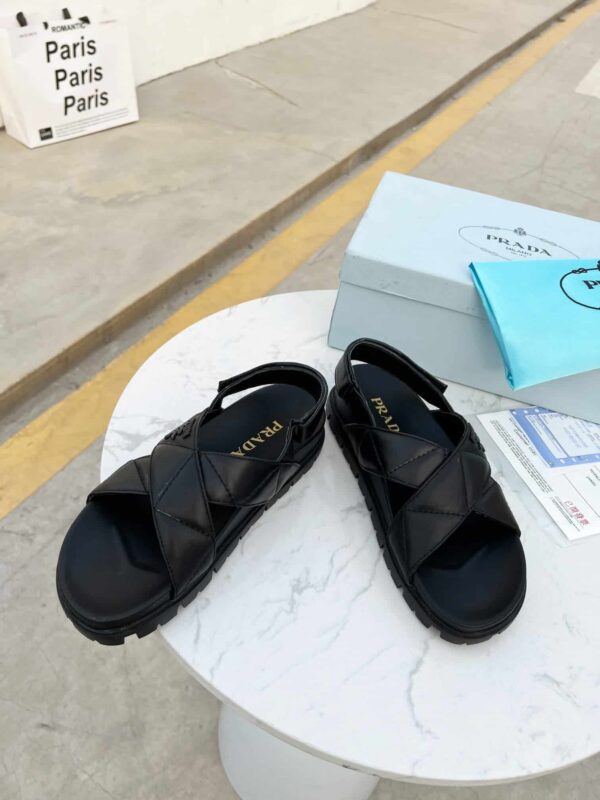 Prada Quilted Nappa Flatform Sandals Black For Women 1.4in/35mm PRD 1XZ749_038_F0002_F_035