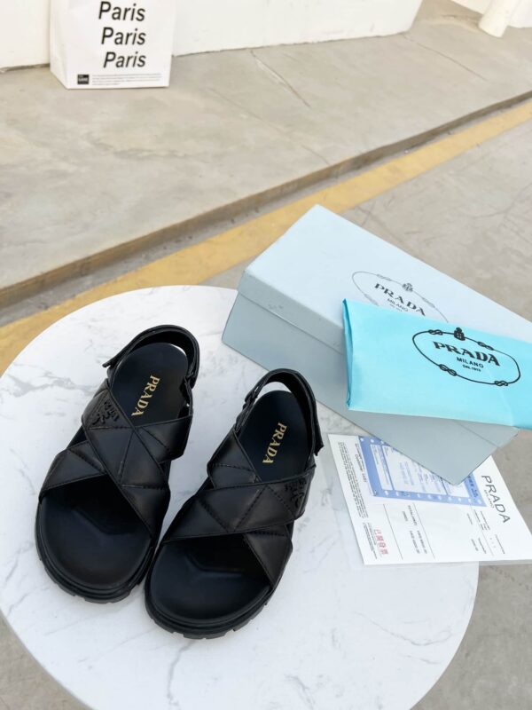 Prada Quilted Nappa Flatform Sandals Black For Women 1.4in/35mm PRD 1XZ749_038_F0002_F_035