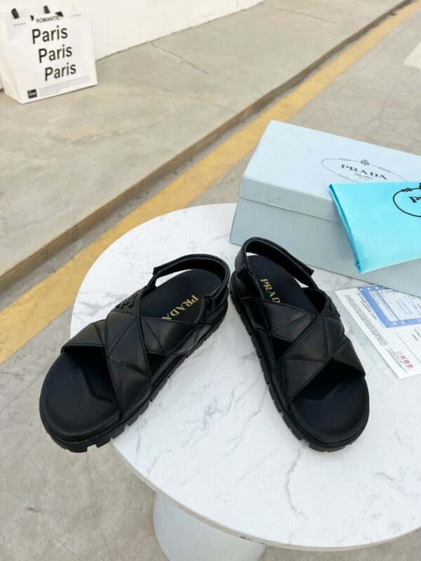 Prada Quilted Nappa Flatform Sandals Black For Women 1.4in/35mm PRD 1XZ749_038_F0002_F_035