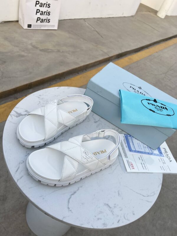 Prada Quilted Nappa Flatform Sandals White For Women 1.4in/35mm PRD 1XZ749_038_F0009_F_035