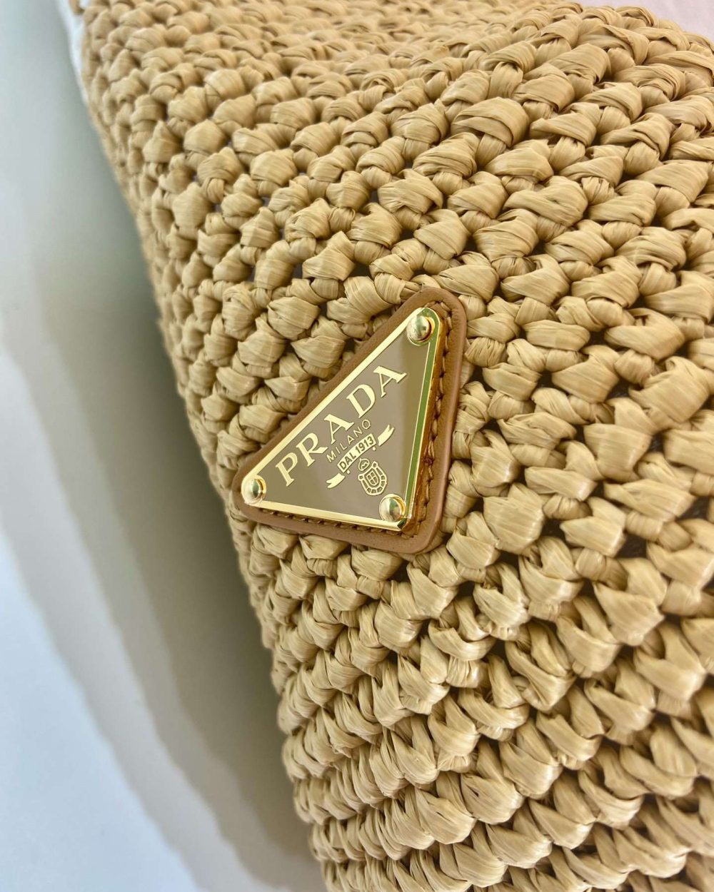 Prada Raffia Tote Bag Beige For Women 9.1in/23m