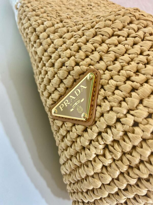 Prada Raffia Tote Bag Beige For Women 9.1in/23m
