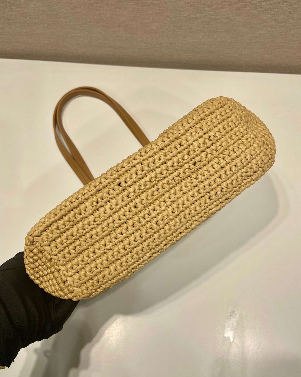 Prada Raffia Tote Bag Beige For Women 9.1in/23m