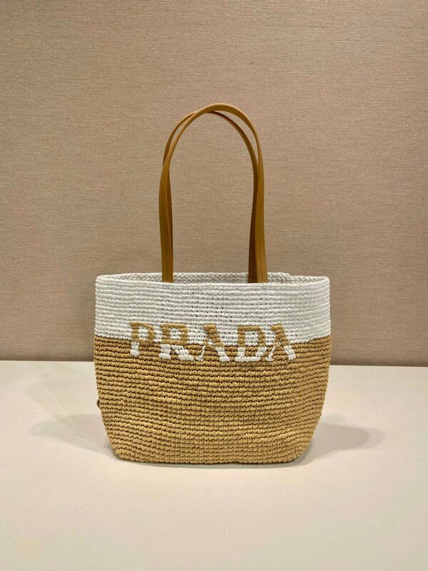 Prada Raffia Tote Bag Beige For Women 9.1in/23m
