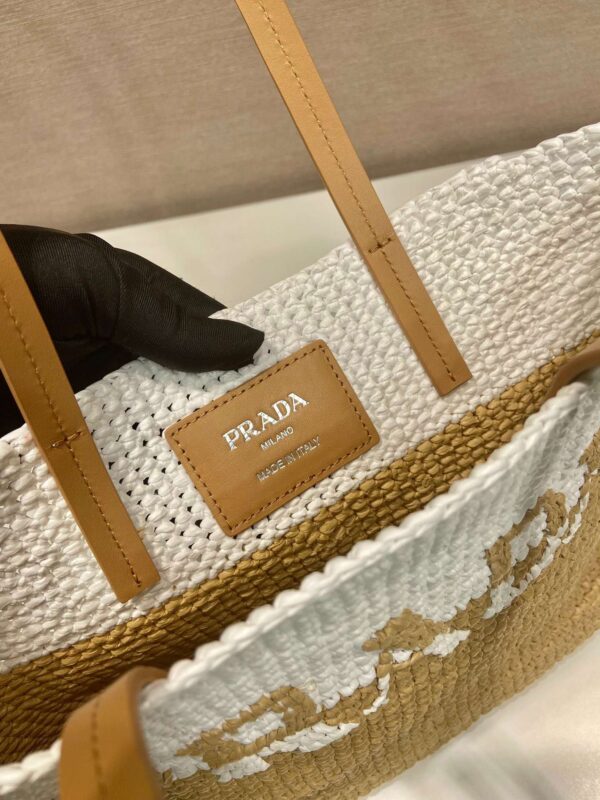 Prada Raffia Tote Bag Beige For Women 9.1in/23m