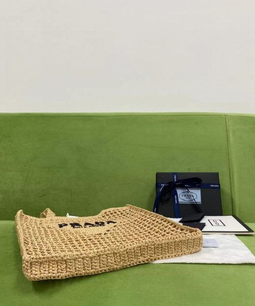 Prada Raffia Tote Bag Beige For Women, Women's Bags 14.9in/38cm